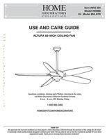 Home Decorators Collection Altura 68 inch Ceiling Fan Operating Manuals
